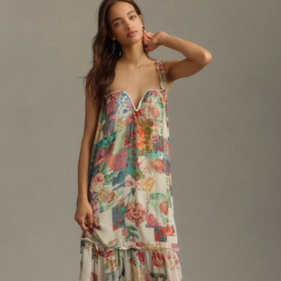 Anthropologie Chiffon Shift Midi Dress, NWT, size S - Picture 1 of 5